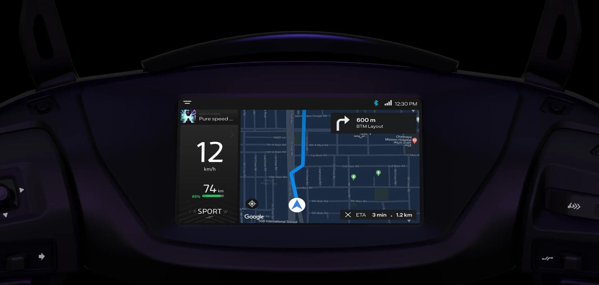 Google Maps Platform Navigation on Ather 450 Apex